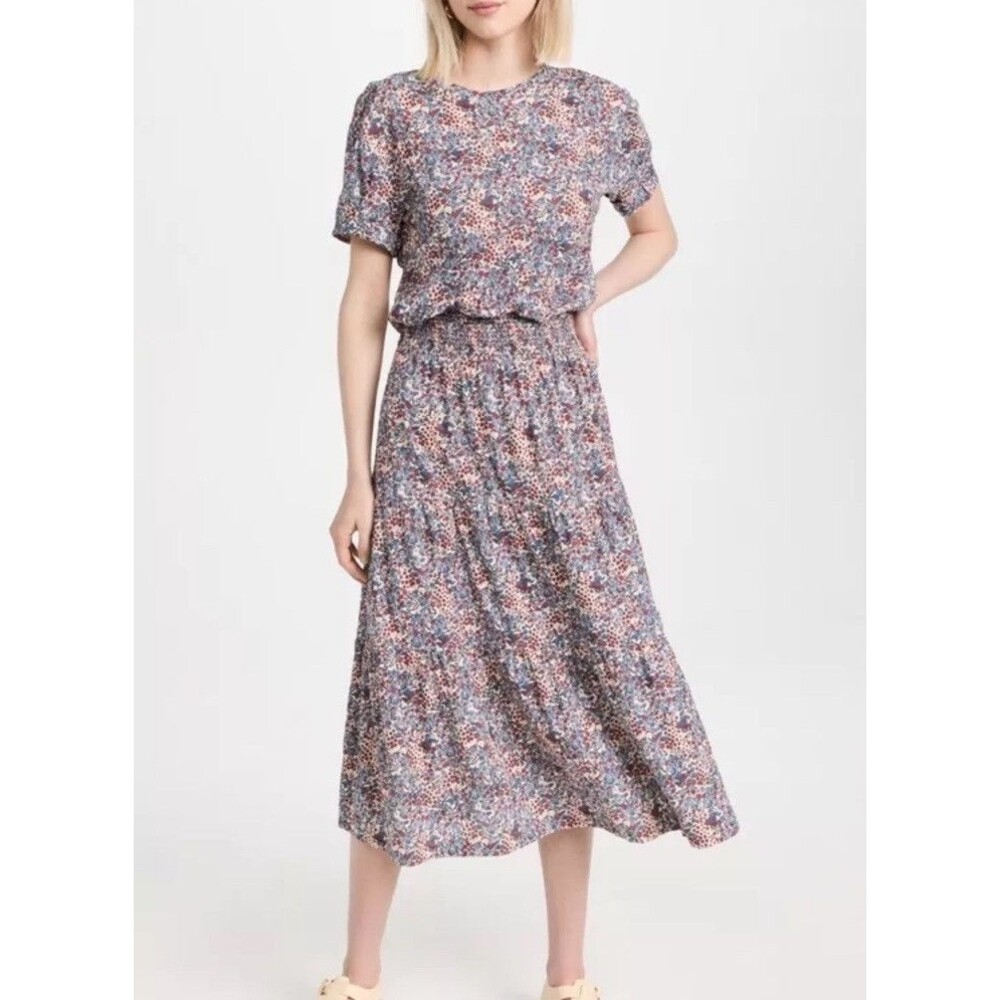 Nation LTD Martine Casual Peasant Dress in Cherry Blossom Pima Cotton Cottage
